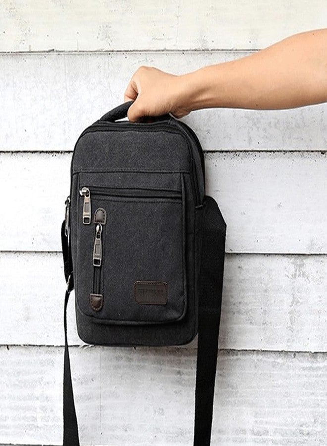 CAAORDKSO Messenger bag for Men, Vintage Canvas Crossbody Bag Shoulder Bag, Small Messenger Satchel Bag for Women, 8.8 x 11 x 3.5 inch (Black) - Image 4